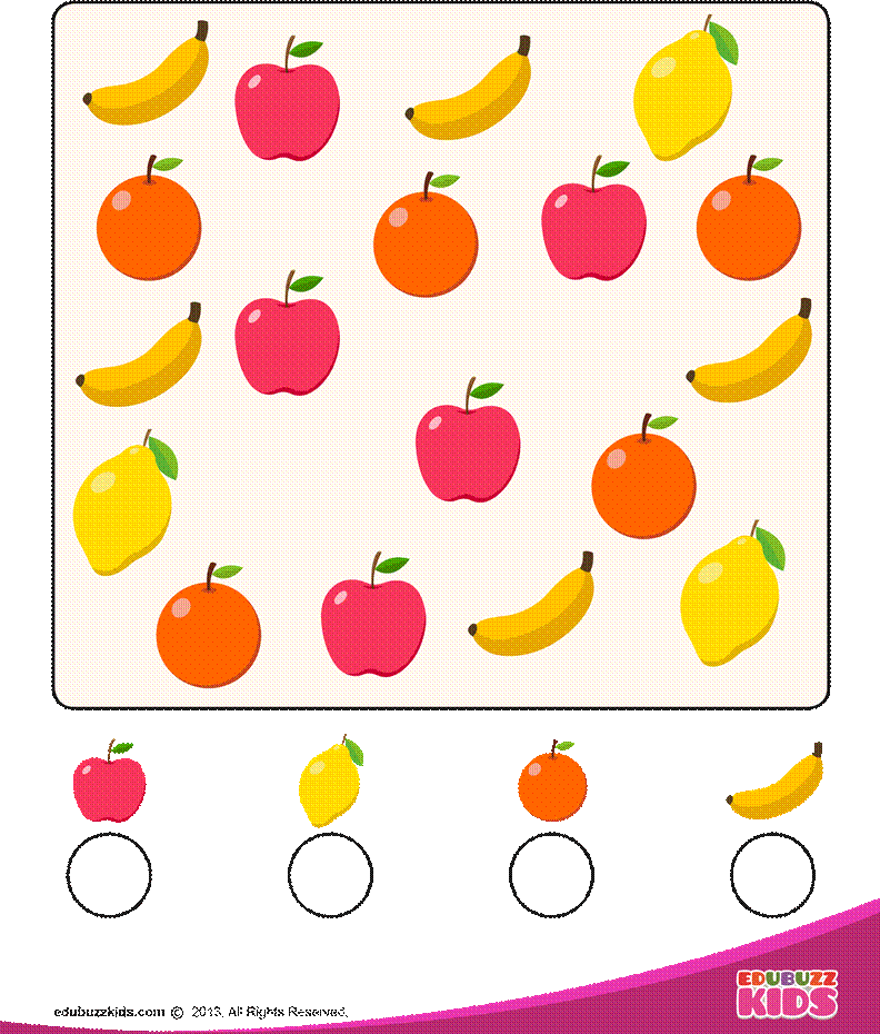 Фрукты Worksheets for Kids. Посчитай фрукты. Fruit Worksheets для дошкольников. Count Fruits for Kids.