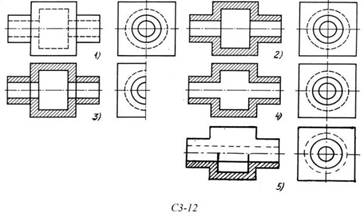 На каком изображении детали правильно выполнен её разрез (рис. С3-12)