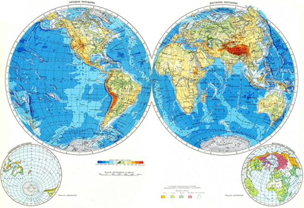 Современная карта полушарий