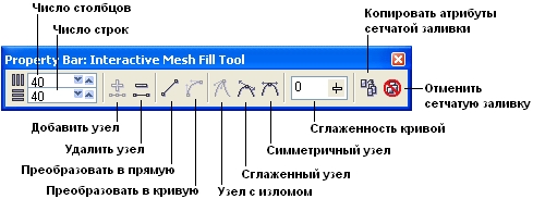 Панель атрибутов при работе с сетчатой заливкой