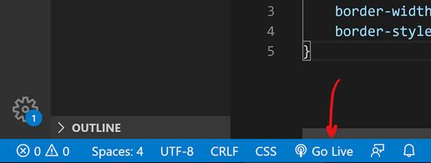 Кнопка Go Live в Visual Studio Code