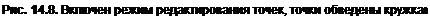 Text Box: Рис. 14.8. Включен режим редактирования точек, точки обведены кружками 
