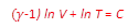 (γ-1) ln V + ln T = C