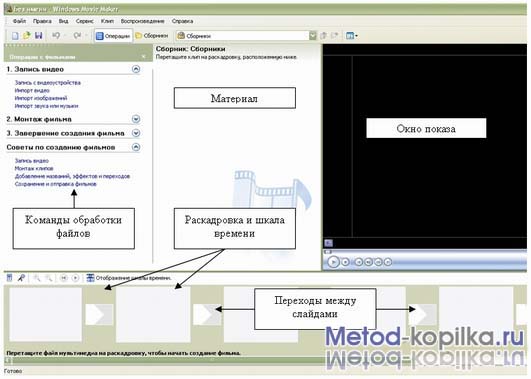 Окно программы Windows Movie Maker
