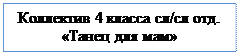 Надпись: Коллектив 4 класса сл/сл отд.
«Танец для мам»
