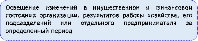 Освещение изменений в имущественном и финансовом состоянии организации, результатов работы хозяйства, его подразделений или отдельного предпринимателя за определенный период

