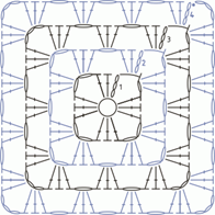 Схема вязания крючком узора Бабушкин квадрат