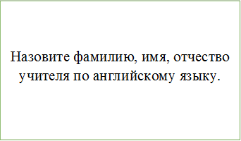 Назовите фамилию, имя, отчество учителя по английскому языку.