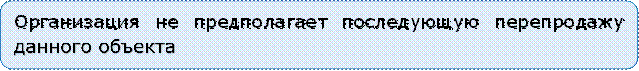Организация не предполагает последующую перепродажу данного объекта

