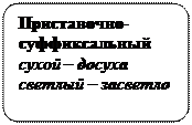 Блок-схема: альтернативный процесс: Приставочно-
суффиксальный
сухой – досуха
светлый – засветло

