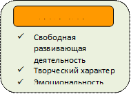 ü Свободная
развивающая деятельность
ü Творческий характер
ü Эмоциональность
,Черты игры