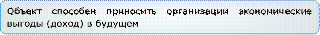 Объект способен приносить организации экономические выгоды (доход) в будущем