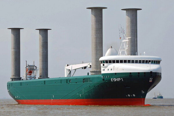 Немецкое судно E-Ship 1. Оборудованное турбопарусами. Источник изображения:  caumas.org