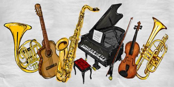 Pintura de instrumentos musicales | Foto Premium