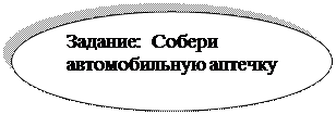 Овал: Задание:  Собери                     автомобильную аптечку

                             

