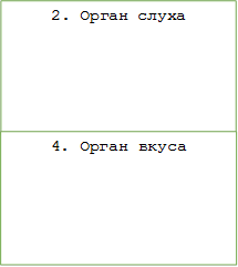 2. Орган слуха,4. Орган вкуса