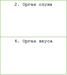 2. Орган слуха,4. Орган вкуса