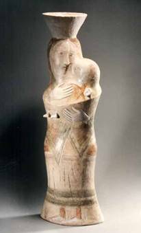 Л.Ненашева. Бабушка и внучек. Керамида. 1994. Шамот, ангоб, глазурь
