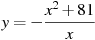 y=-\frac{x^2 +81}{x}