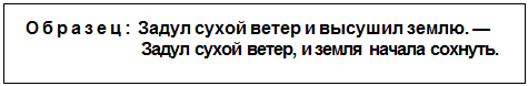 Text Box: Образец: Задул сухой ветер и высушил землю. — Задул сухой ветер, и земля начала сохнуть.