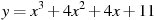 y=x^3 +4x^2+4x+11