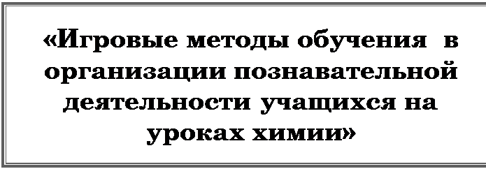 Надпись: «Игровые методы обучения  в организации познавательной деятельности учащихся на уроках химии»