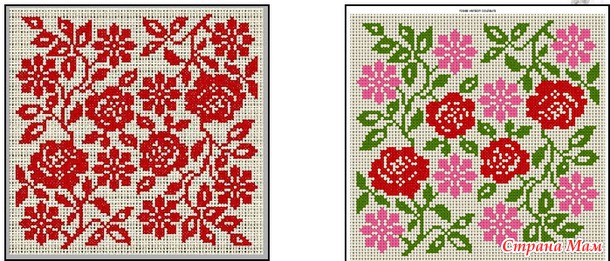 Вышивка для подушки /розы/