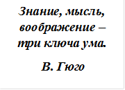 Знание, мысль, воображение – три ключа ума.
 В. Гюго
