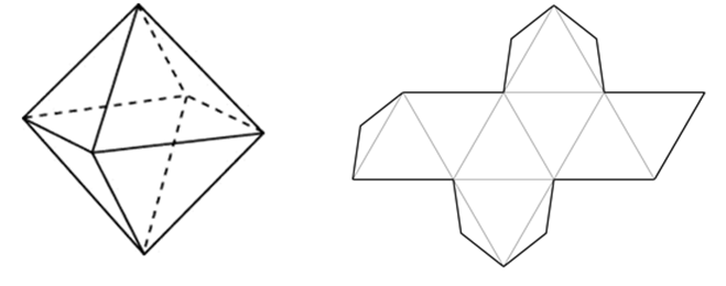 Собранный октаэдр. Октаэдр. Октаэдр развертка для склеивания. Развертка правильного правильного октаэдра. Распечатка октаэдра.
