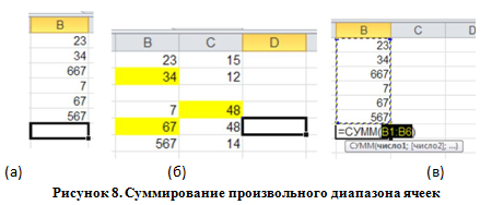Суммирование произвольного диапазона ячеек
