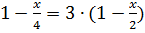  1 - x / 4