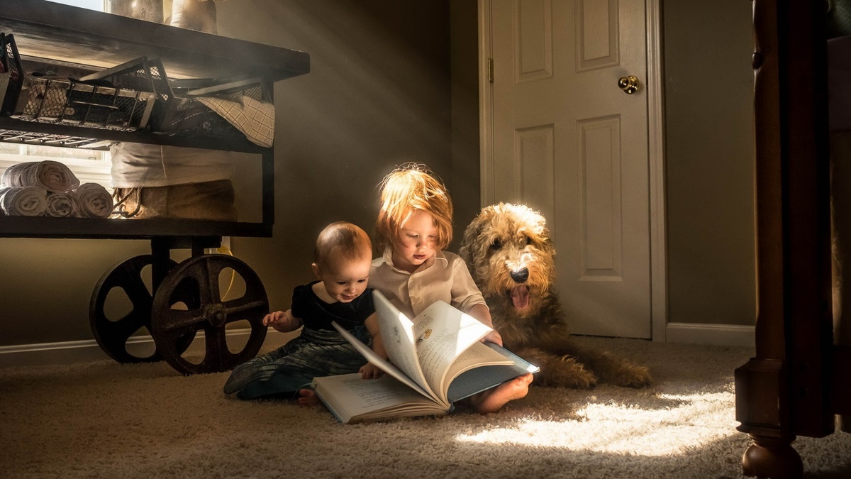 Дети читают дома