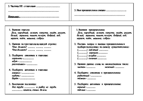 Школа россии 2 класс глагол тех карта