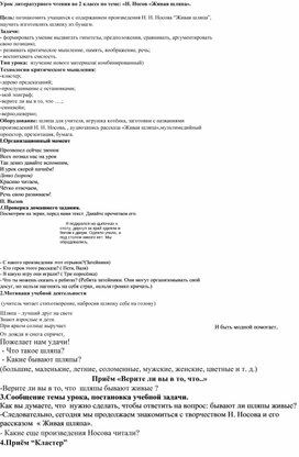 Обложка для материала Разработка урока по литературному чтению Н.Носов "Живая шляпа"