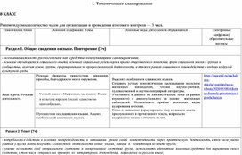 Обложка для материала Тематическое планирование. Специальные коррекционные занятия по русскому языку. 9 класс.
