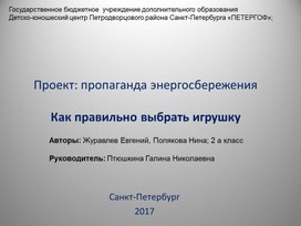 Проект: Как правильно выбрать игрушку