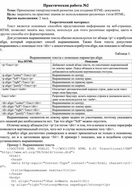Обложка для материала Применение гипертекстовой разметки для создания HTML-документа