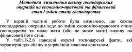 Обложка для материала Методика  визначення впливу господарських операцій на економіко-правовий та фінансовий стан і зміни стану господарства