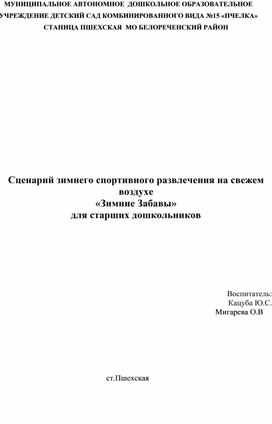 Сценарий зимнего спортивного развлечения на свежем воздухе Зимние забавы