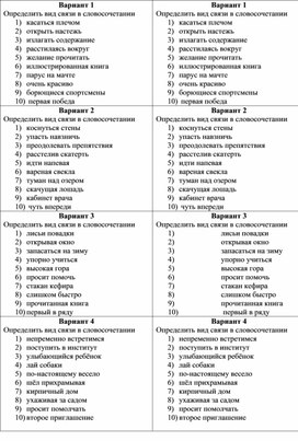 Карточки по теме "Способы связи в словосочетании" (Русский язык. 8 класс)