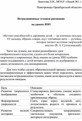 Обложка для материала Нетрадиционные техники рисования на уроках ИЗО в школе