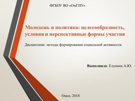 Молодежь и политика: целесообразность, условия и перспективные формы участия