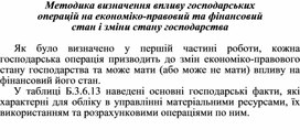 Обложка для материала Методика визначення впливу господарських операцій на економіко-правовий та фінансовий стан і зміни стану господарства