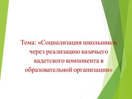 Проект "Социализация школьников через реализацию казачьего кадетского компонента в образовательной организации"