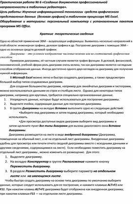 Обложка для материала Практическая работа № 6 «Создание документов профессиональной направленности в табличных редактора»