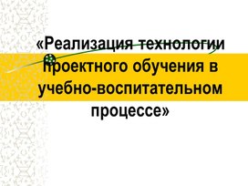 Обложка для материала Реализация технологии проектного обучения в учебно-воспитательном процессе