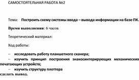Обложка для материала Самостоятельная работа по теме Построить схему системы ввода – вывода информации на базе ПК
