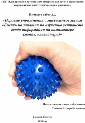 Обложка для материала Игровые упражнения с массажным мячом «Ёжик» на занятии по изучению устройств ввода информации на компьютере (мышь, клавиатура)