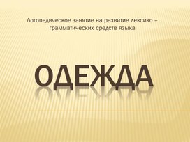 Презентация  к логопедическому занятию в средней группе по теме "Одежда"