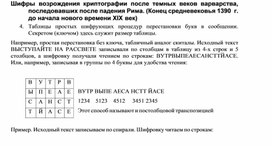 Обложка для материала Шифры возрождения криптографии после темных веков варварства, последовавших после падения Рима.docx